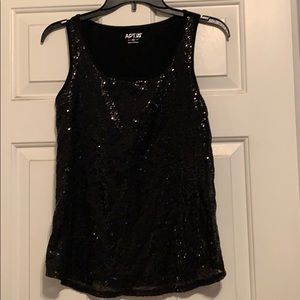 Black sequence tank top